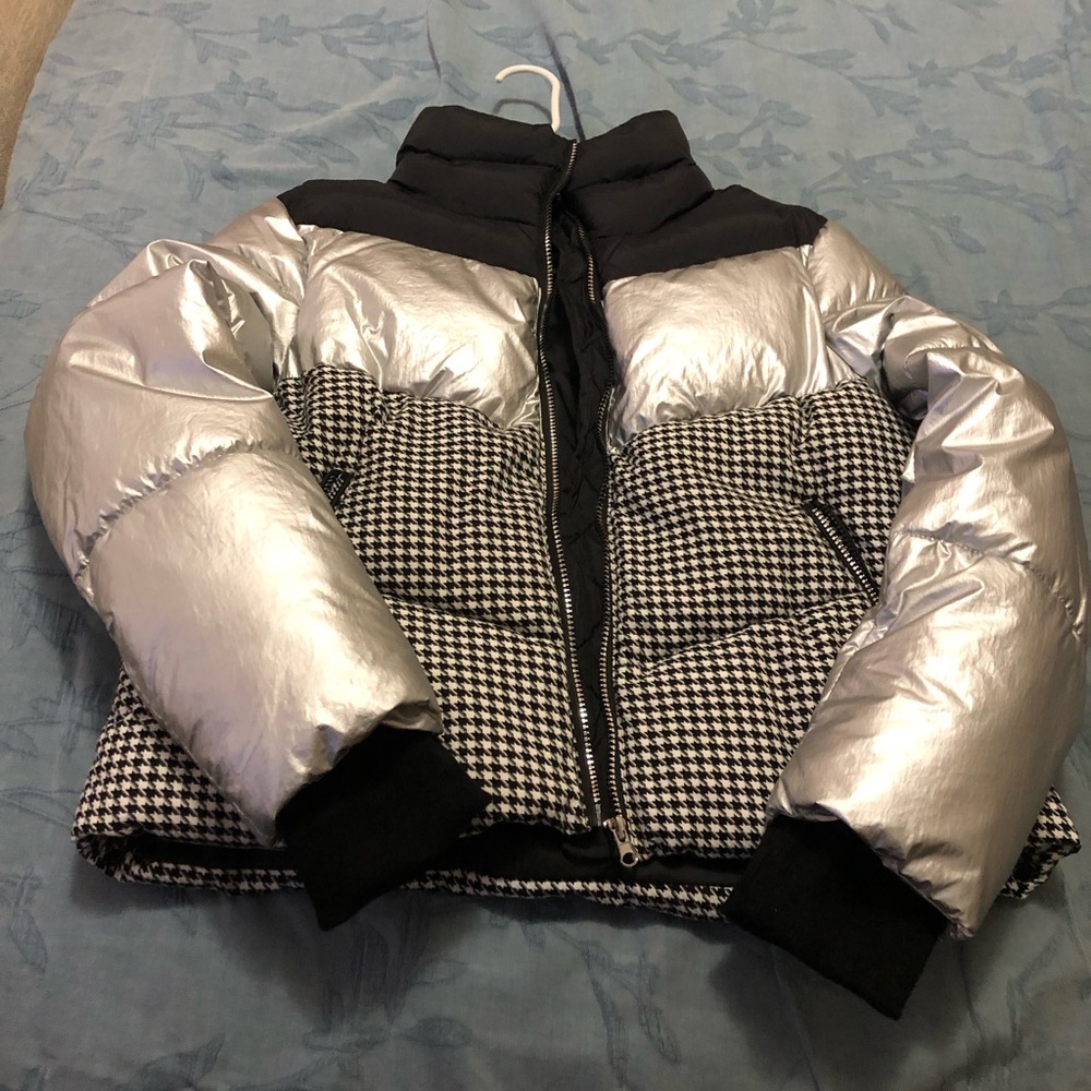 Silver and Black Puffer Jacket